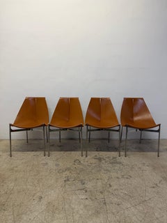 Gordon Guillaumier Leather Sling Lyo Dining Chairs for Frag, Italy - Set of Four