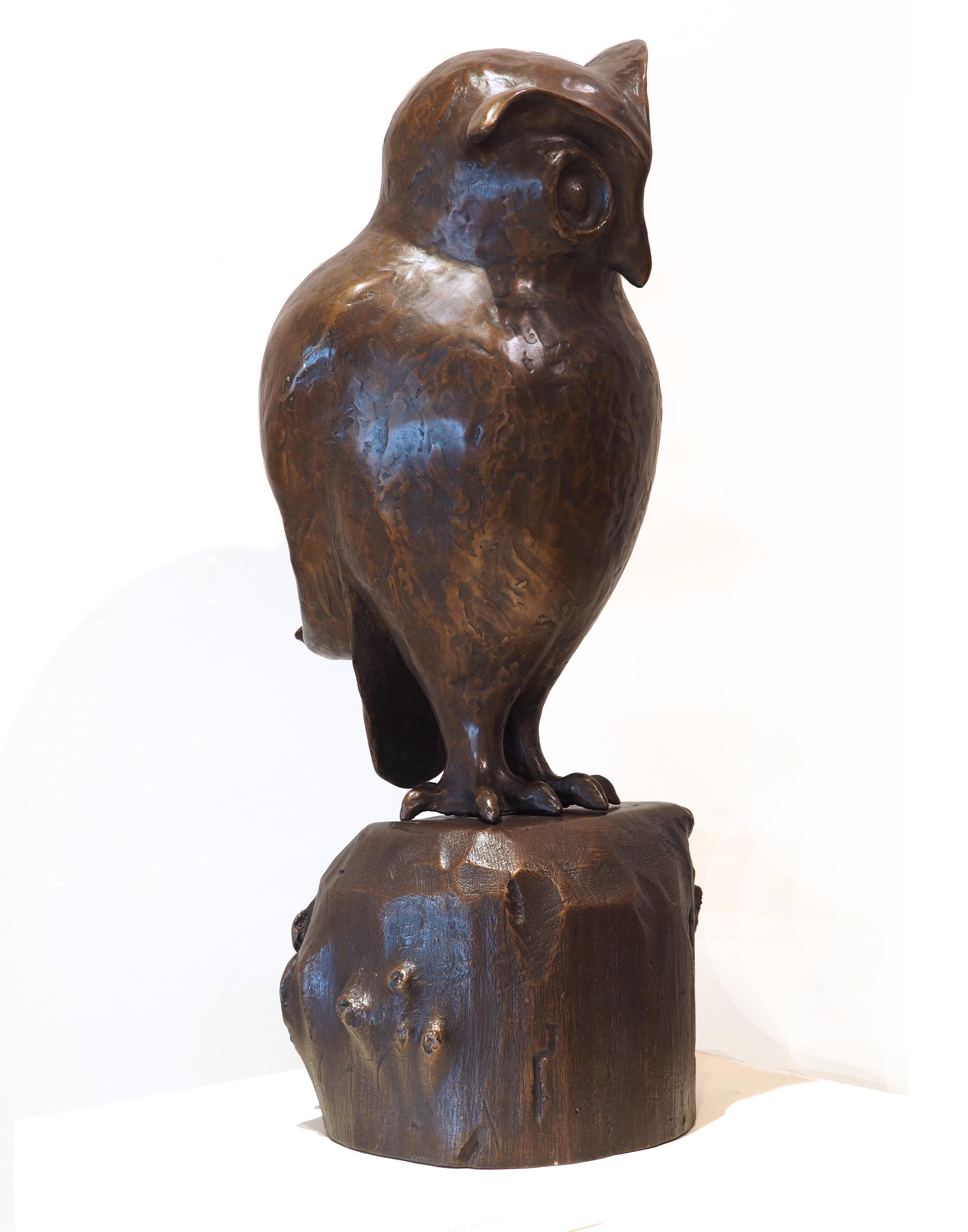 George on a Stump (bronze, sculpture, owl, bird) - Sculpture by Gordon Gund