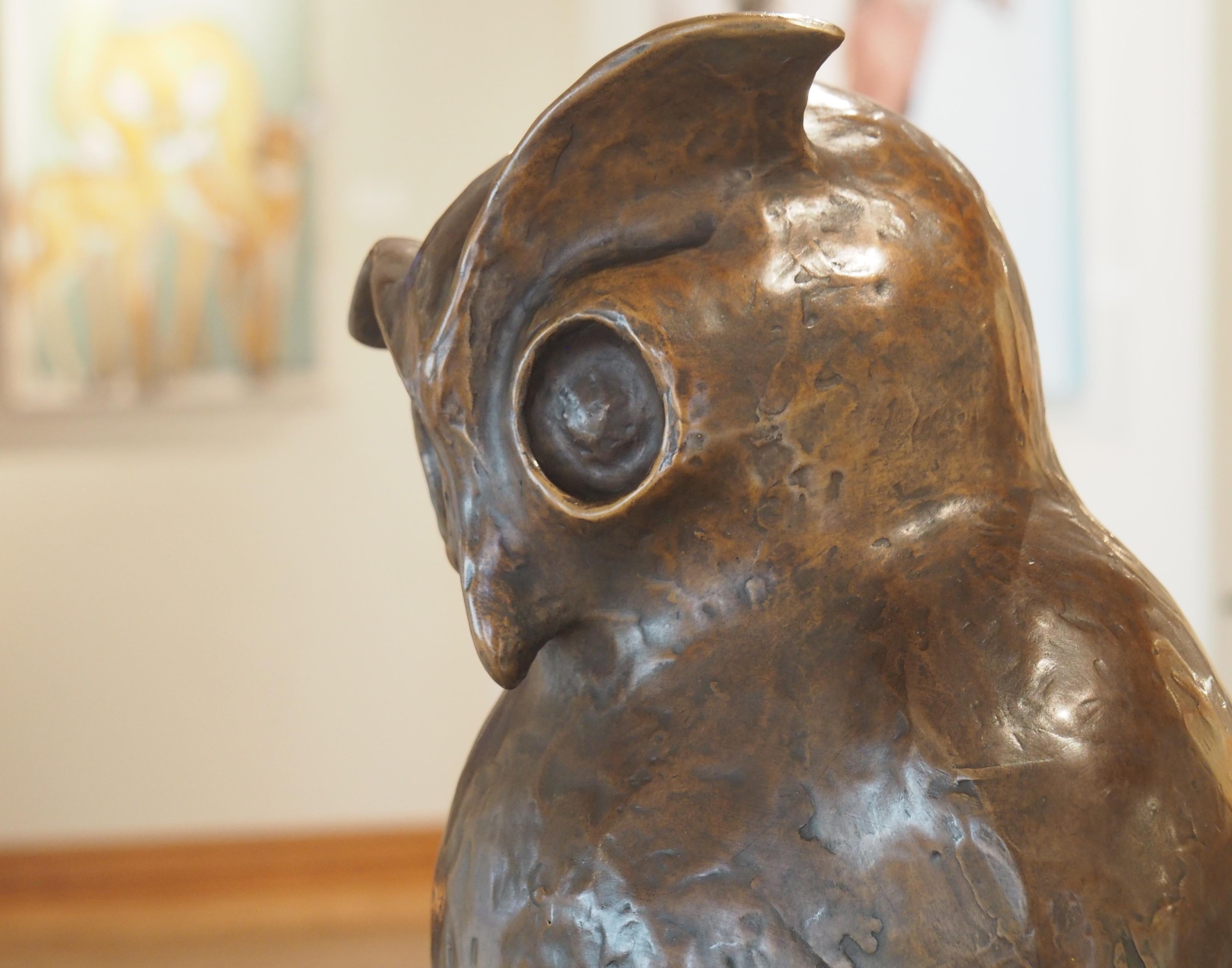 bronze owl sculpture