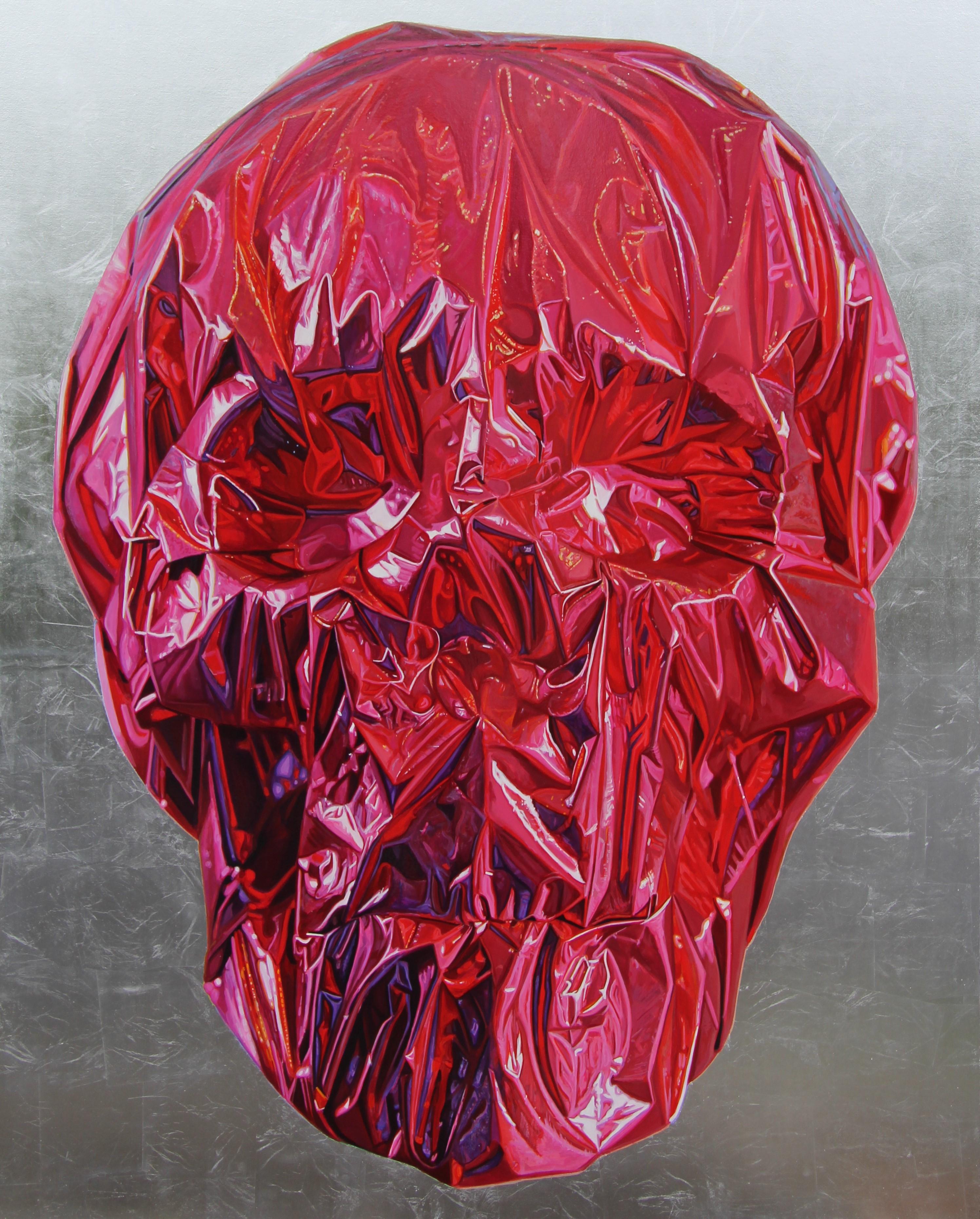 Gordon Harris Figurative Painting - Red Skull Metallic