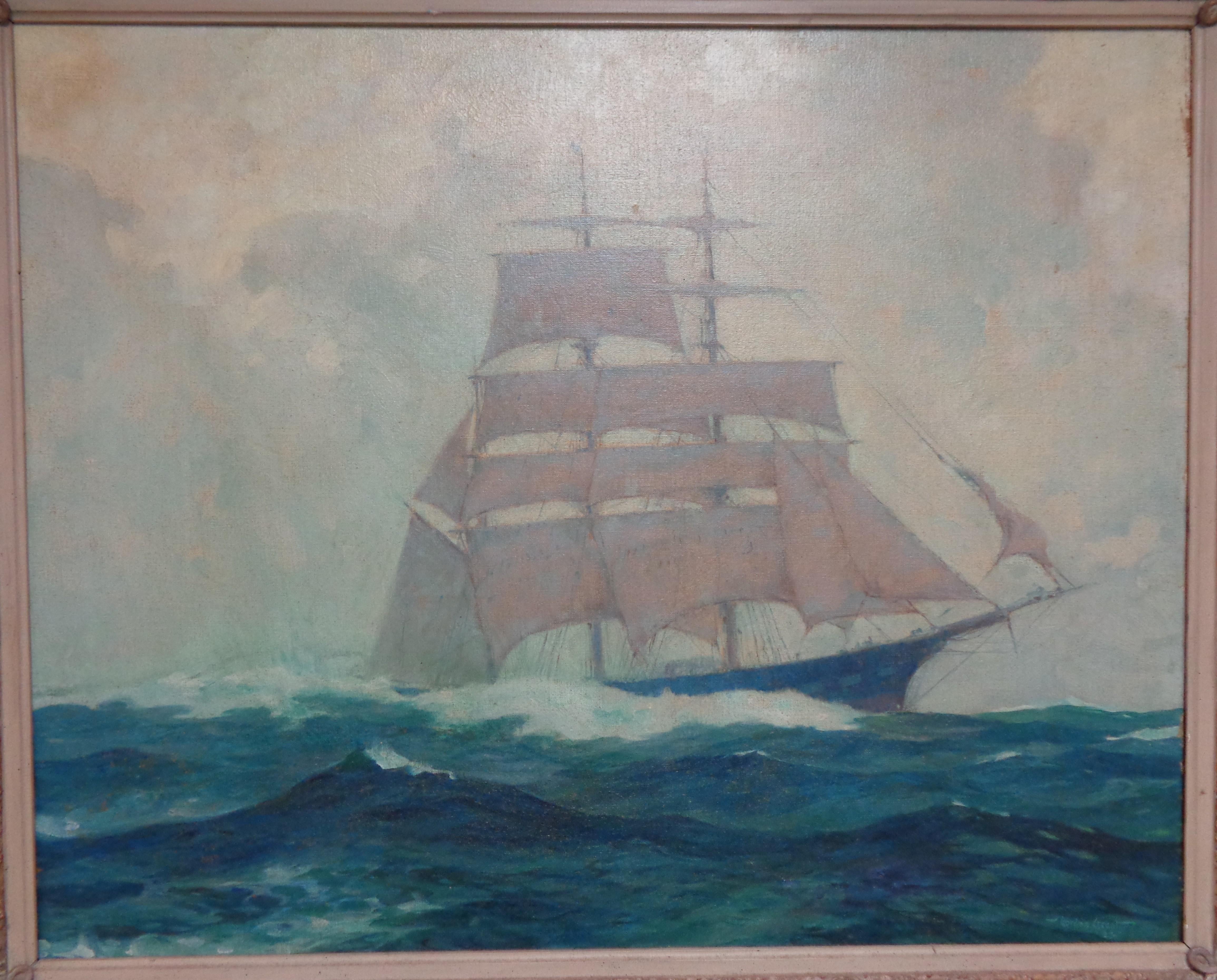 Gordon Hope Grant Seascape SalmagundiClub Marine Sailboat Oil Painting 1875-1962 For Sale 1