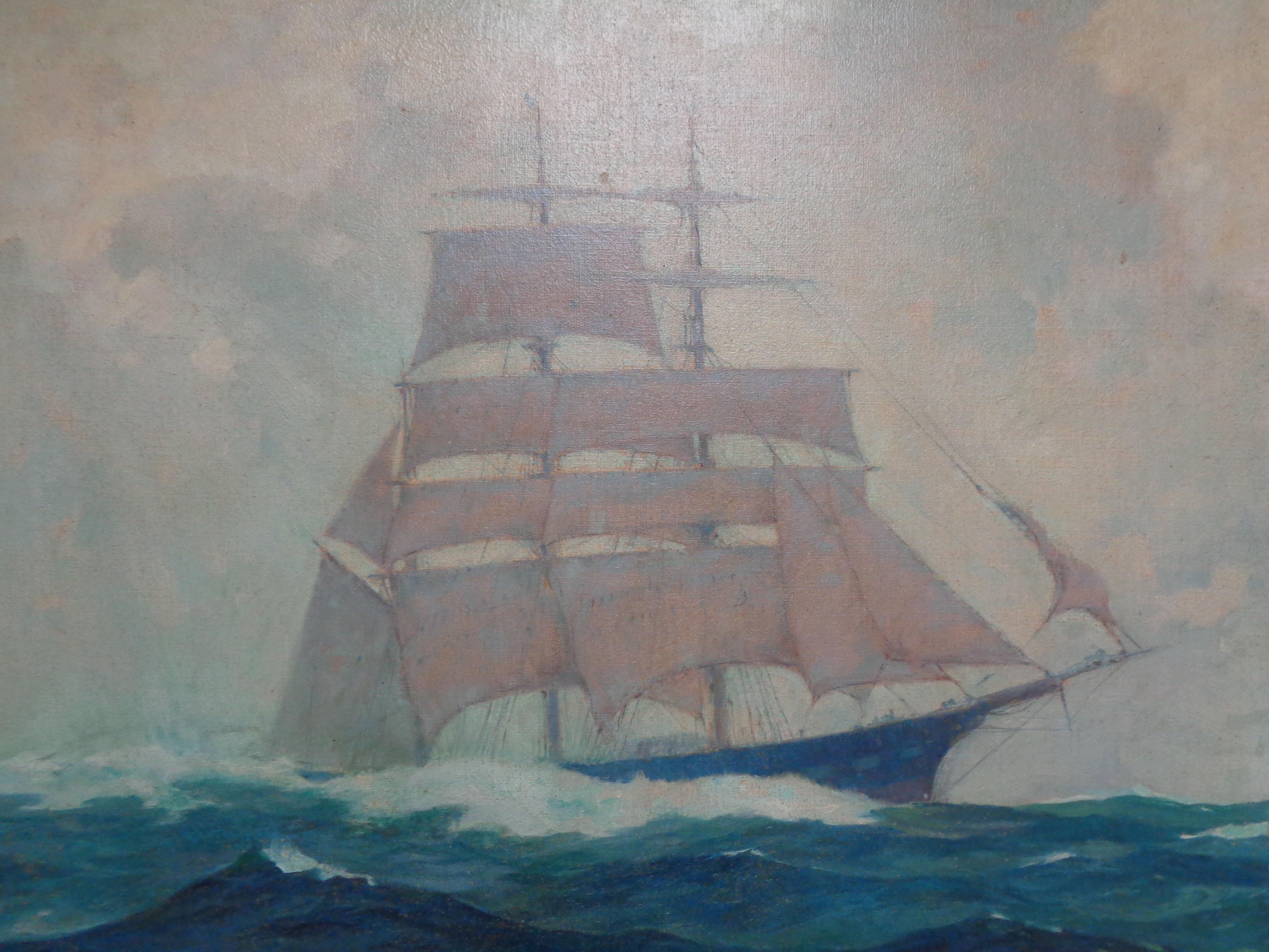 Gordon Hope Grant Seascape SalmagundiClub Marine Sailboat Oil Painting 1875-1962 For Sale 2
