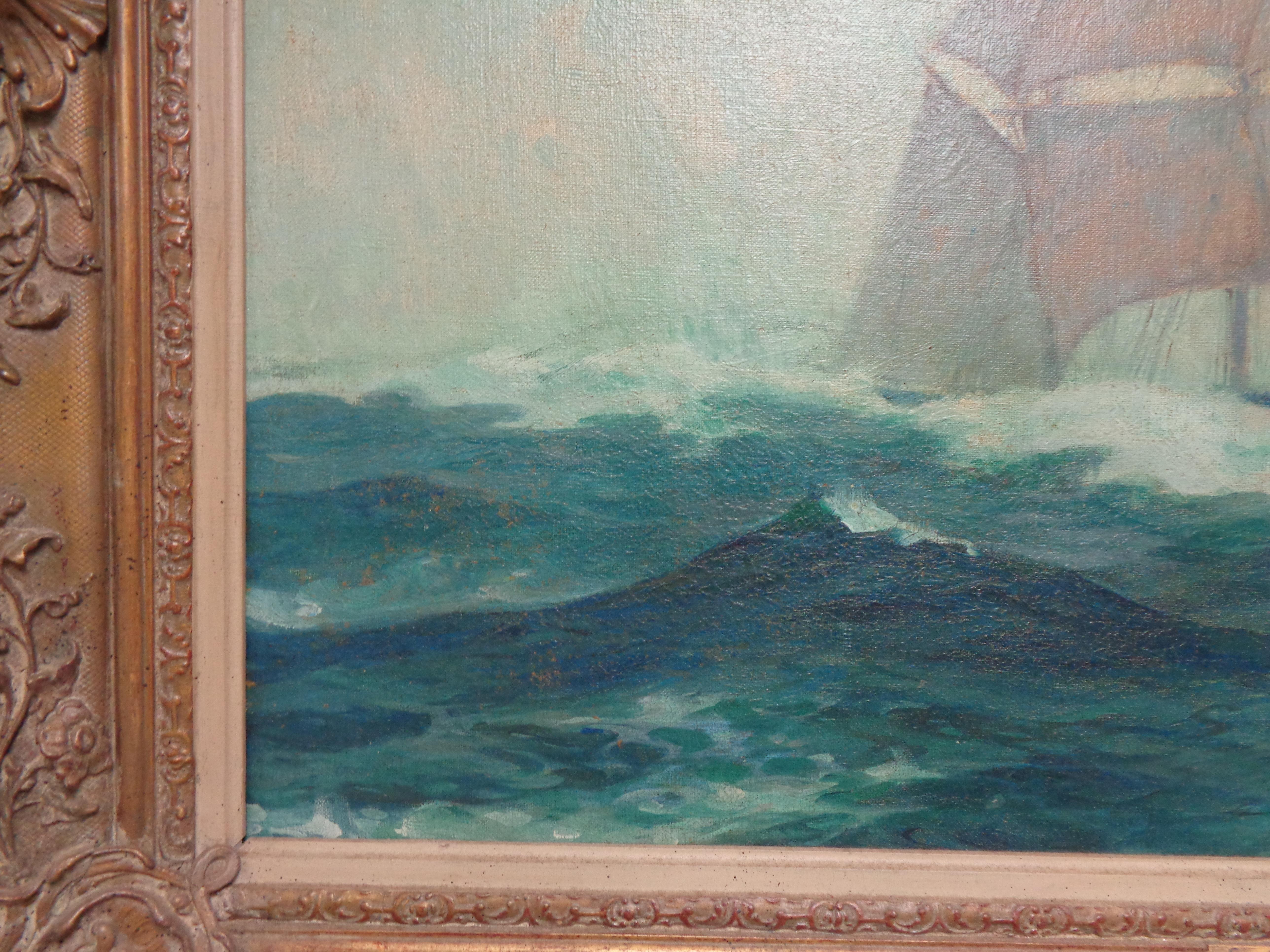 Gordon Hope Grant Seascape SalmagundiClub Marine Sailboat Oil Painting 1875-1962 For Sale 4