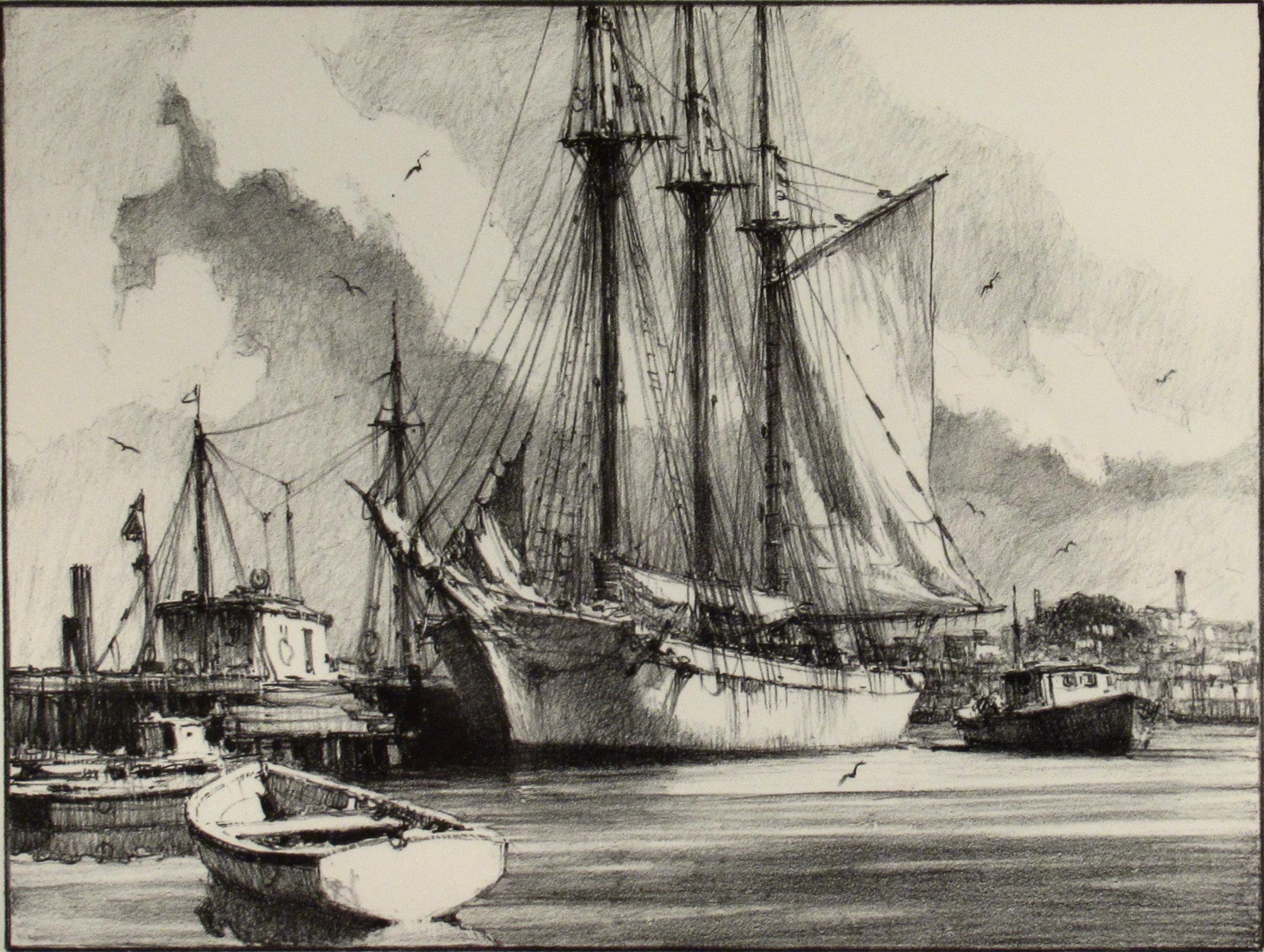 Dockside - American Realist Print by Gordon Hope Grant