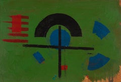 Vintage Arc in Register, 1970 - Oil, Bold Abstract Painting