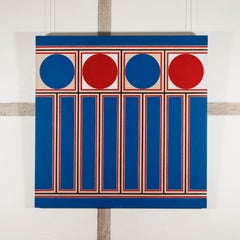 Blue/Red Ornament Frieze II, 1976-77 - Large Bold, Bright Abstract Painting