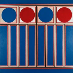 Vintage Blue/Red Ornament Frieze II, 1976-77 - Large Bold, Bright Abstract Painting