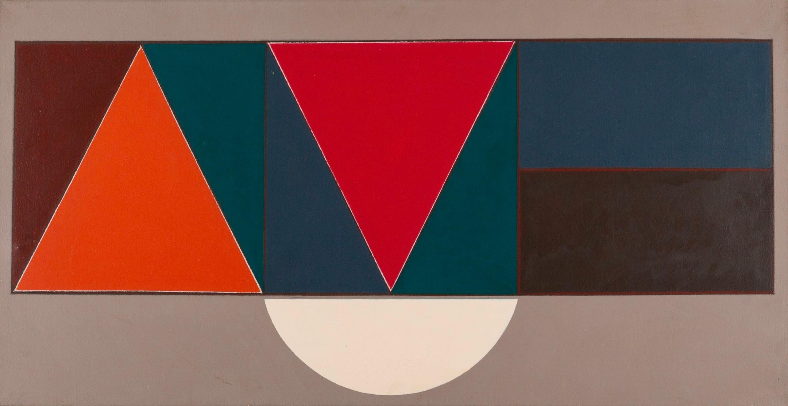 Doppio triangolo rosso, 1974 - Pittura acrilica astratta geometrica - Painting di Gordon House