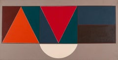 Vintage Double Red Triangle, 1974 - Geometric Abstract Acrylic Painting