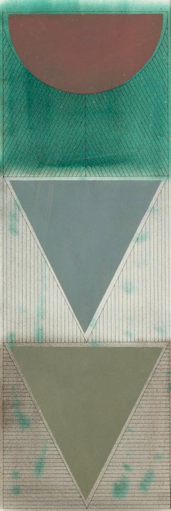 I di Tri Motifs, 1977 - Forme audaci, verde, rosso, guazzo e acquerello