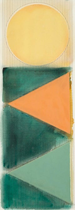 III, da Tri Motifs, 1977 - Forme audaci, arancione, verde, guazzo e acquerello