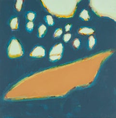 Late Path II (Antibes) - Abstract Painting with Ochre and Blues