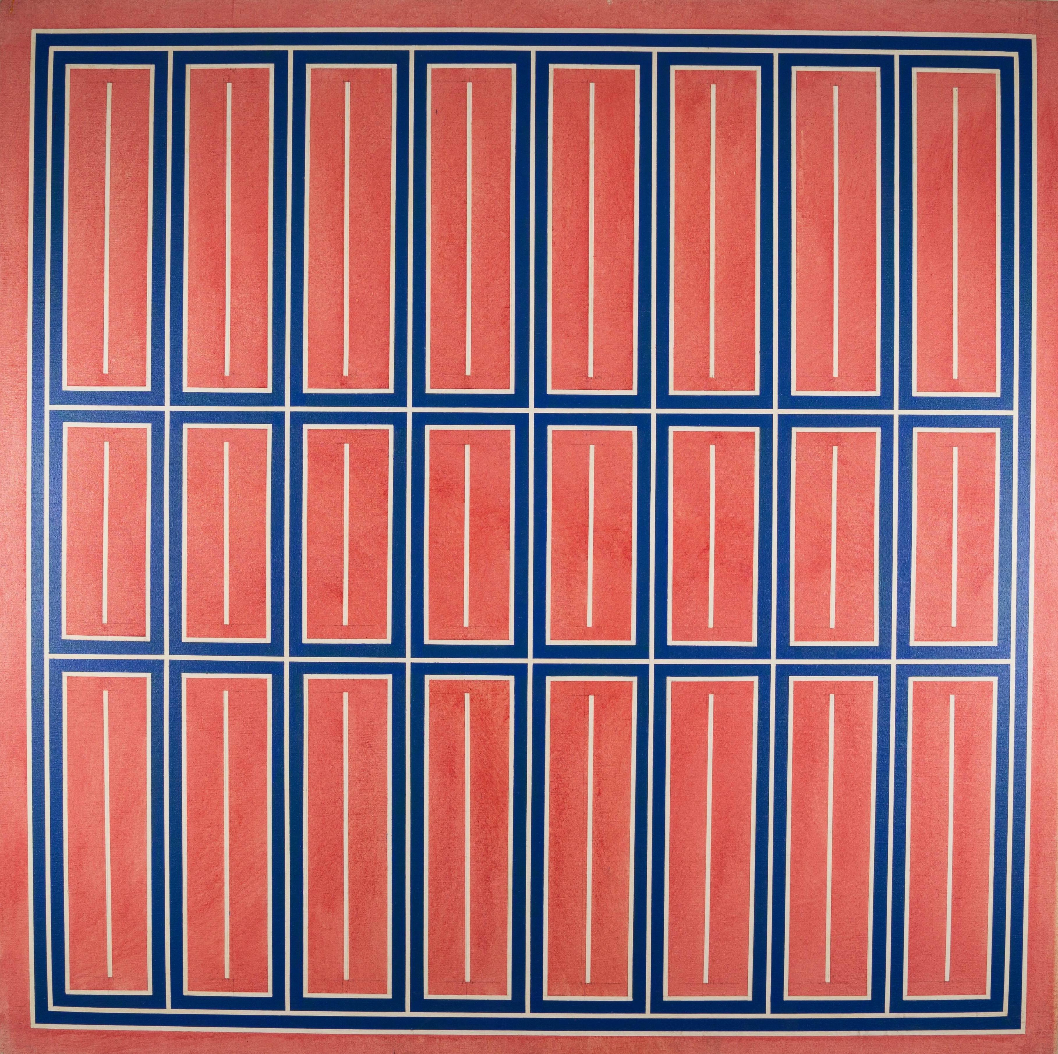 Matrix (Rosso), 1968 - Pittura ad olio astratta degli anni '60, forme geometriche - Painting di Gordon House