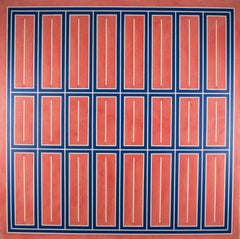 Vintage Mitred Matrix (Red), 1968 - Bold 1960s Abstract Oil Painting, Geometric Forms