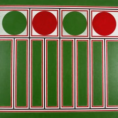Frise I - Audacieuses formes vertes et rouges et vertes, peinture à l'huile abstraite