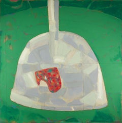 Scooped Palette - Large Green Painting with Bold Geometric Shapes, Abstracted