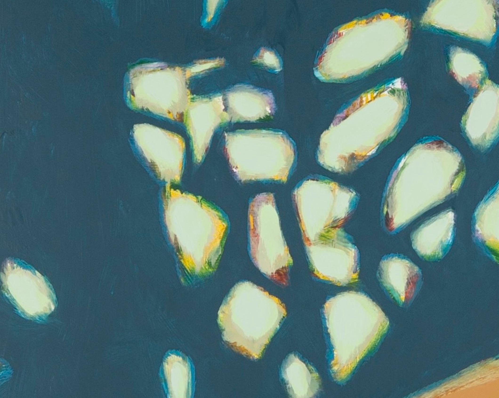Senza titolo (Antibes) - Pittura ad olio di un paesaggio astratto blu e arancione 2