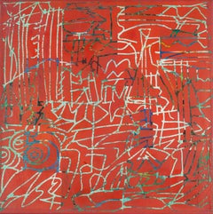 Sin título, circa 2001 - Pintura abstracta al óleo sobre collage de papel