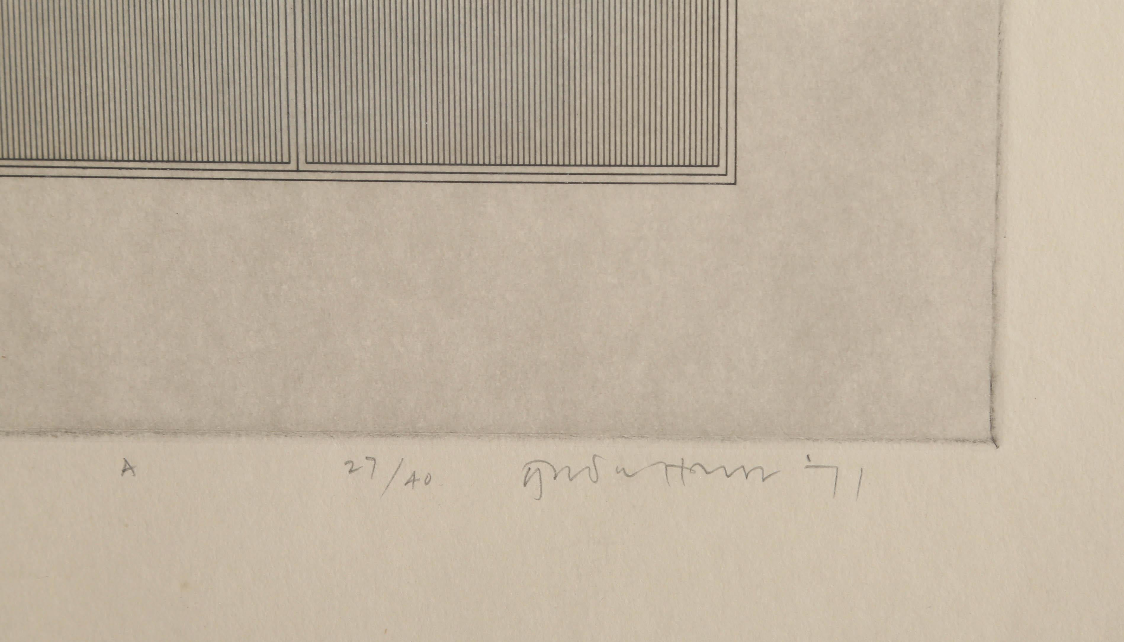 Arc 4, minimalistische Radierung von Gordon House, 1971 2