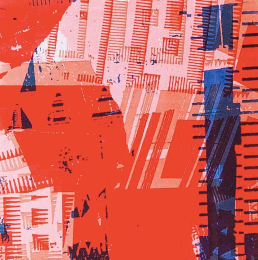 Architecture, from the FLW/ Highbury Portfolio Suite - 20th C Red Abstract Print For Sale 3