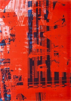 Arquitectura, de la FLW/ Highbury Portfolio Suite - Grabado abstracto rojo del siglo XX