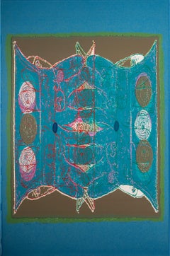 Blaue Schnalle, nach Powhatan – leuchtend blauer abstrakter Druck, geometrisches Muster