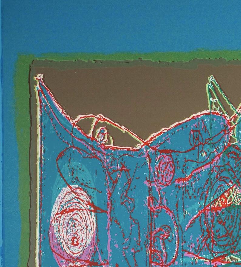 Blue Buckler, from the After Powhatan Suite - Large Blue + Green Abstract Print For Sale 2