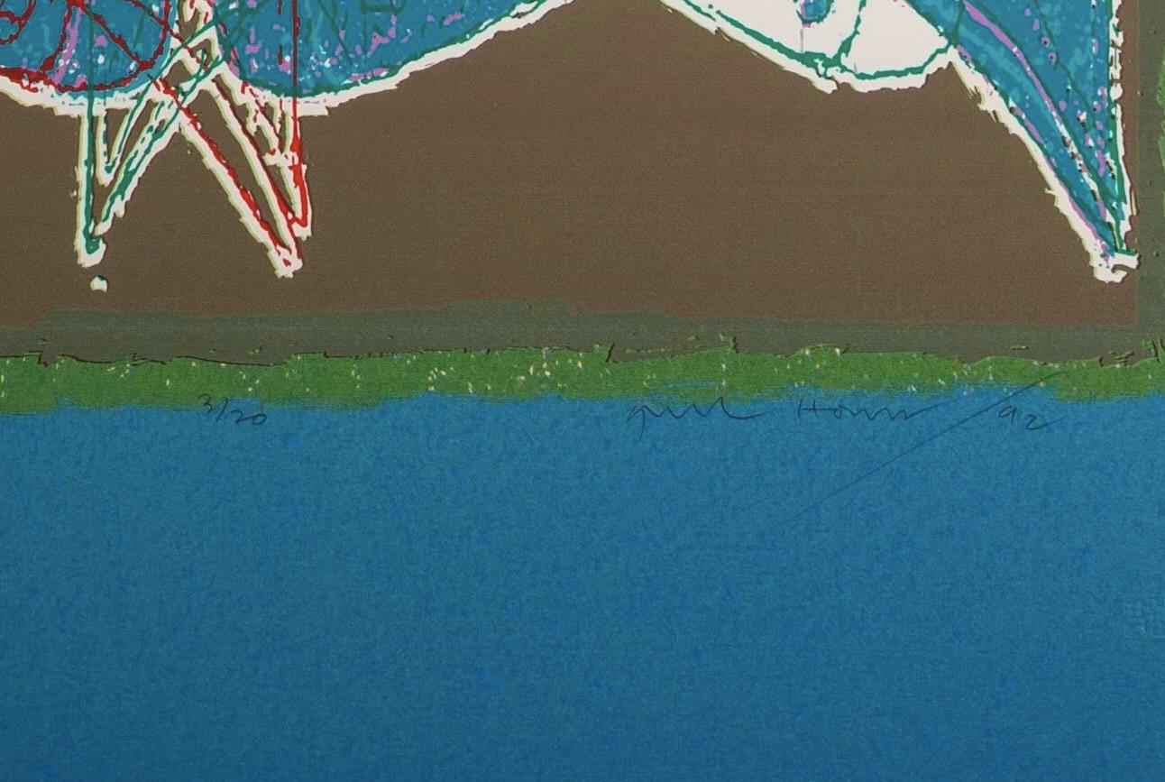 Blue Buckler, from the After Powhatan Suite - Large Blue + Green Abstract Print For Sale 6