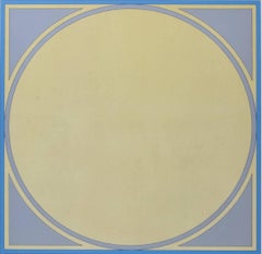 Circle E blue and yellow modern abstract lithograph by Gordon House