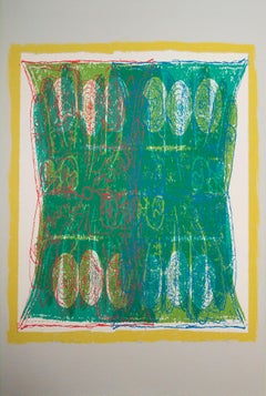 Vintage Early Style, After Powhatan - Bright Abstract Print with Yellow and Green