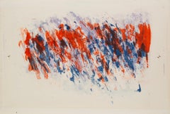 Vintage Hornsey, 1957 - Abstract Lithograph Print in Bright Red and Blue