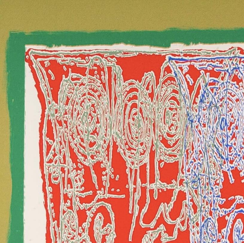 Manteau multicolore rouge de la suite Powhatan, 1992 - Impression abstraite rouge - Beige Abstract Print par Gordon House
