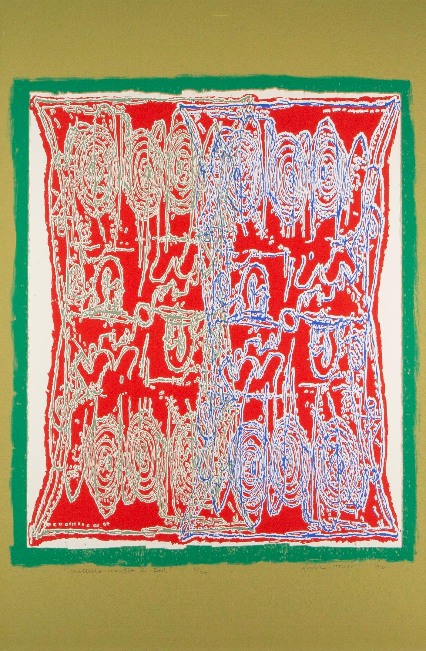 Abstract Print Gordon House - Manteau multicolore rouge de la suite Powhatan, 1992 - Impression abstraite rouge