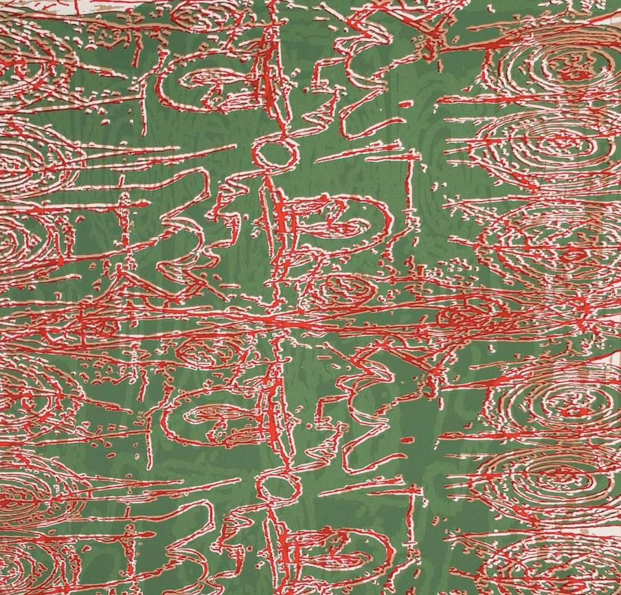 Red Tracery, from the After Powhatan Suite - Large Pink + Green Abstract Print For Sale 4