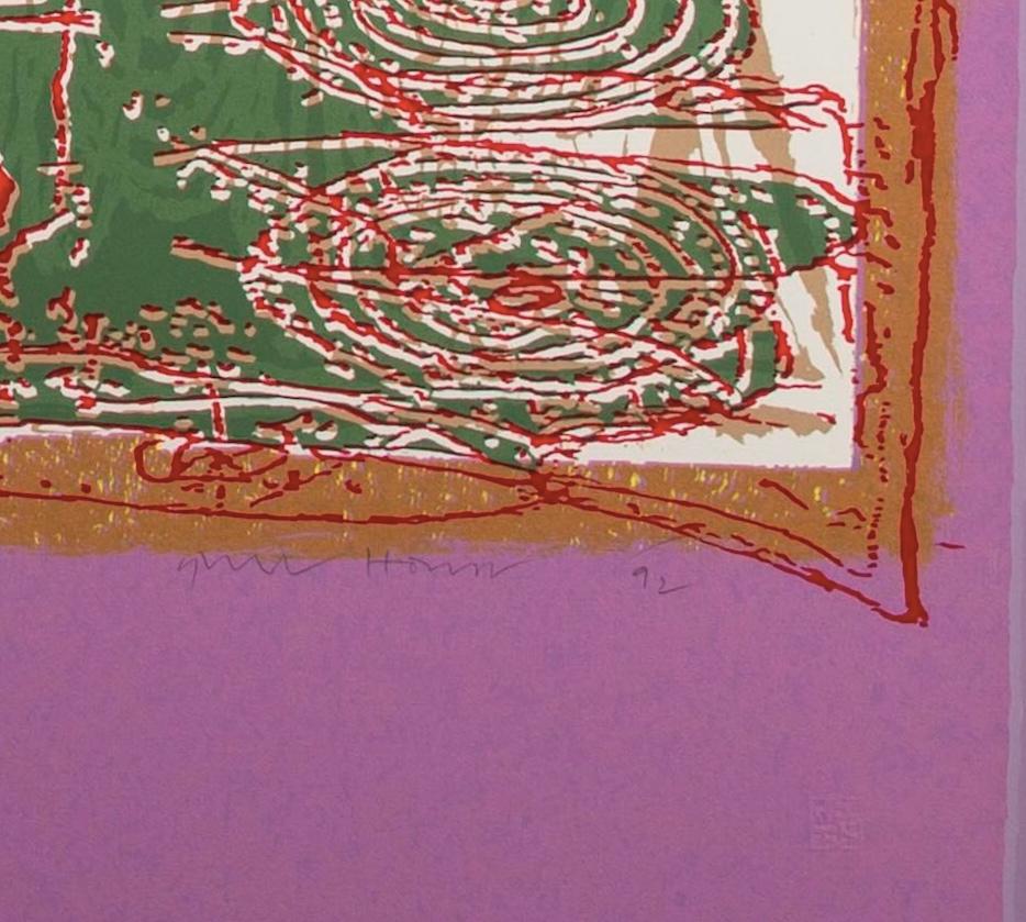 Red Tracery, from the After Powhatan Suite - Large Pink + Green Abstract Print For Sale 5