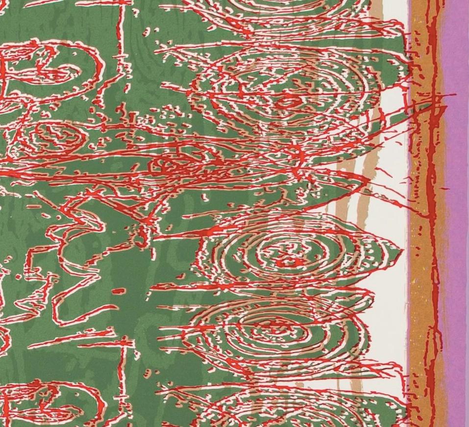 Red Tracery, from the After Powhatan Suite - Large Pink + Green Abstract Print For Sale 7