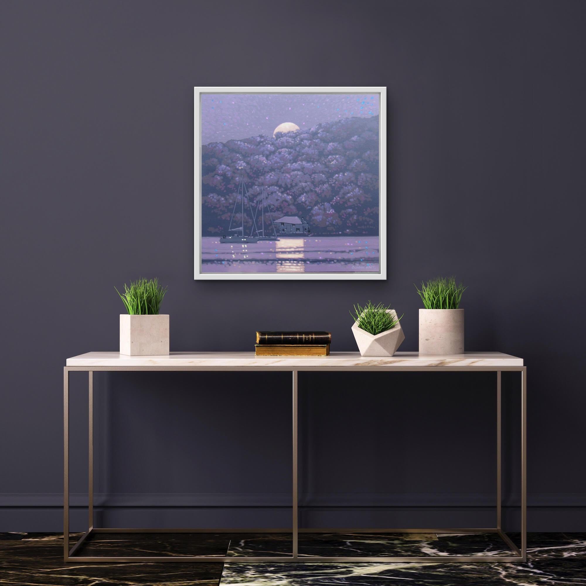 Moonshine Fowey by Gordon Hunt, Contemporary landscape, Seascape art For Sale 1