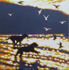 Run on the Beach von Gordon Hunt, Originalgemälde, Meereslandschaftskunst, Tierkunst