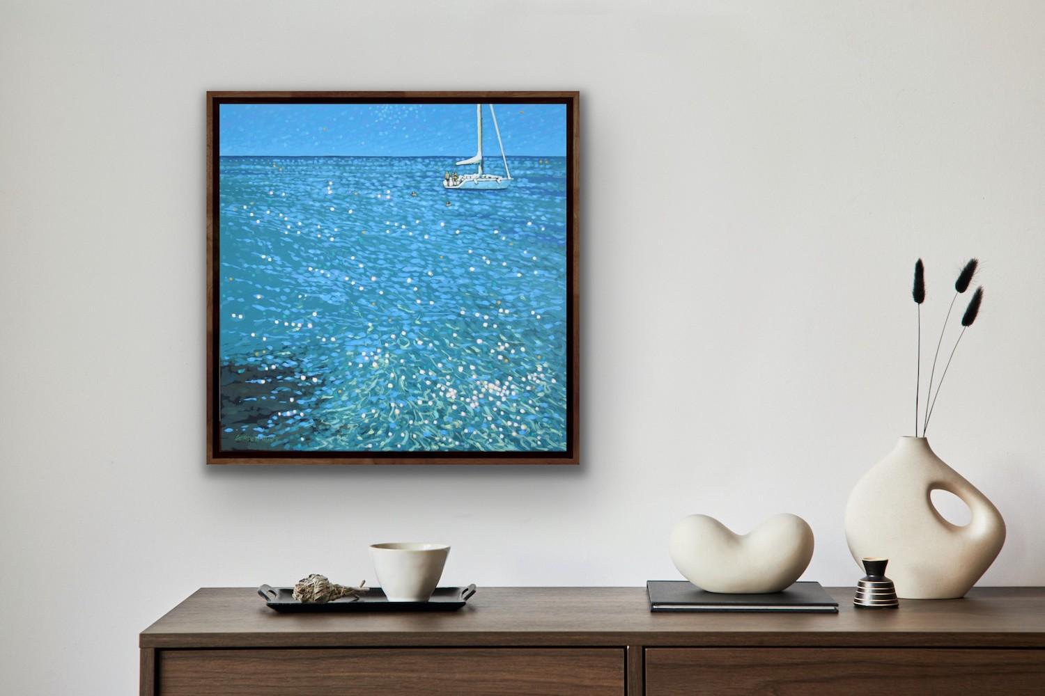 Summer sunshine sailing, Gordon Hunt, Original painting, Acrylic on Canvas, 2022 - Painting by Gordon Hunt 