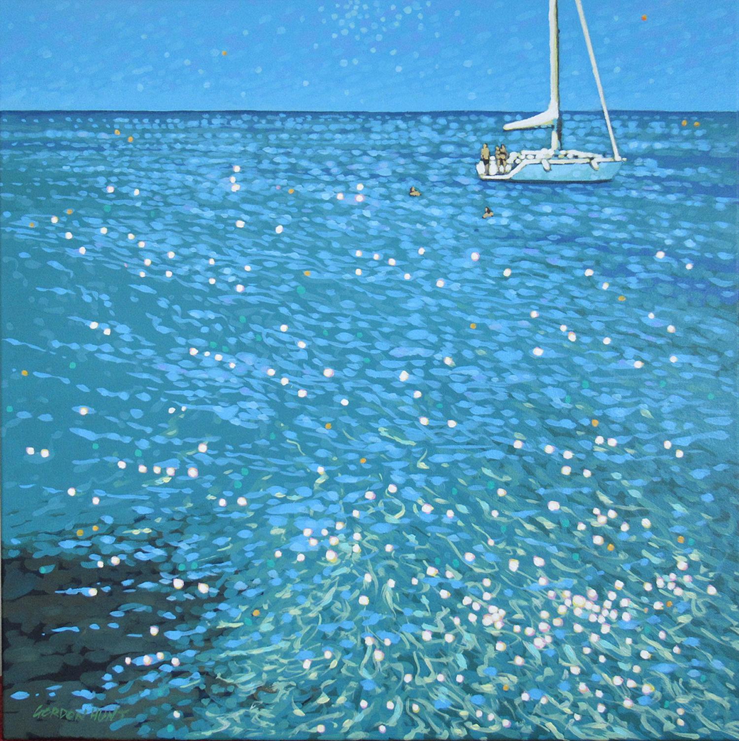 Gordon Hunt  Abstract Painting - Summer sunshine sailing, Gordon Hunt, Original painting, Acrylic on Canvas, 2022