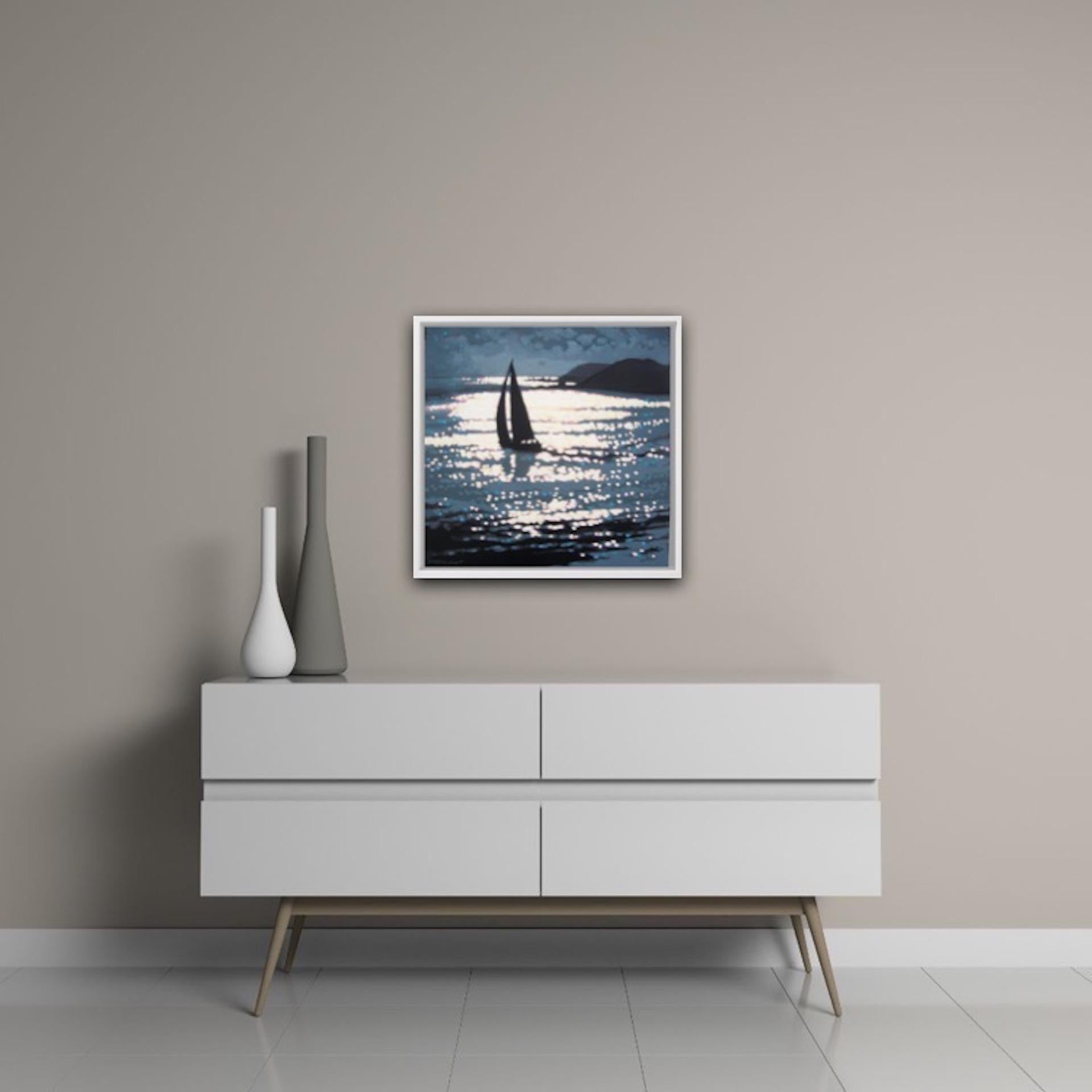 Across the Estuary, Gordon Hunt, Original Art, Boat Art, Impressionist Seascape For Sale 7