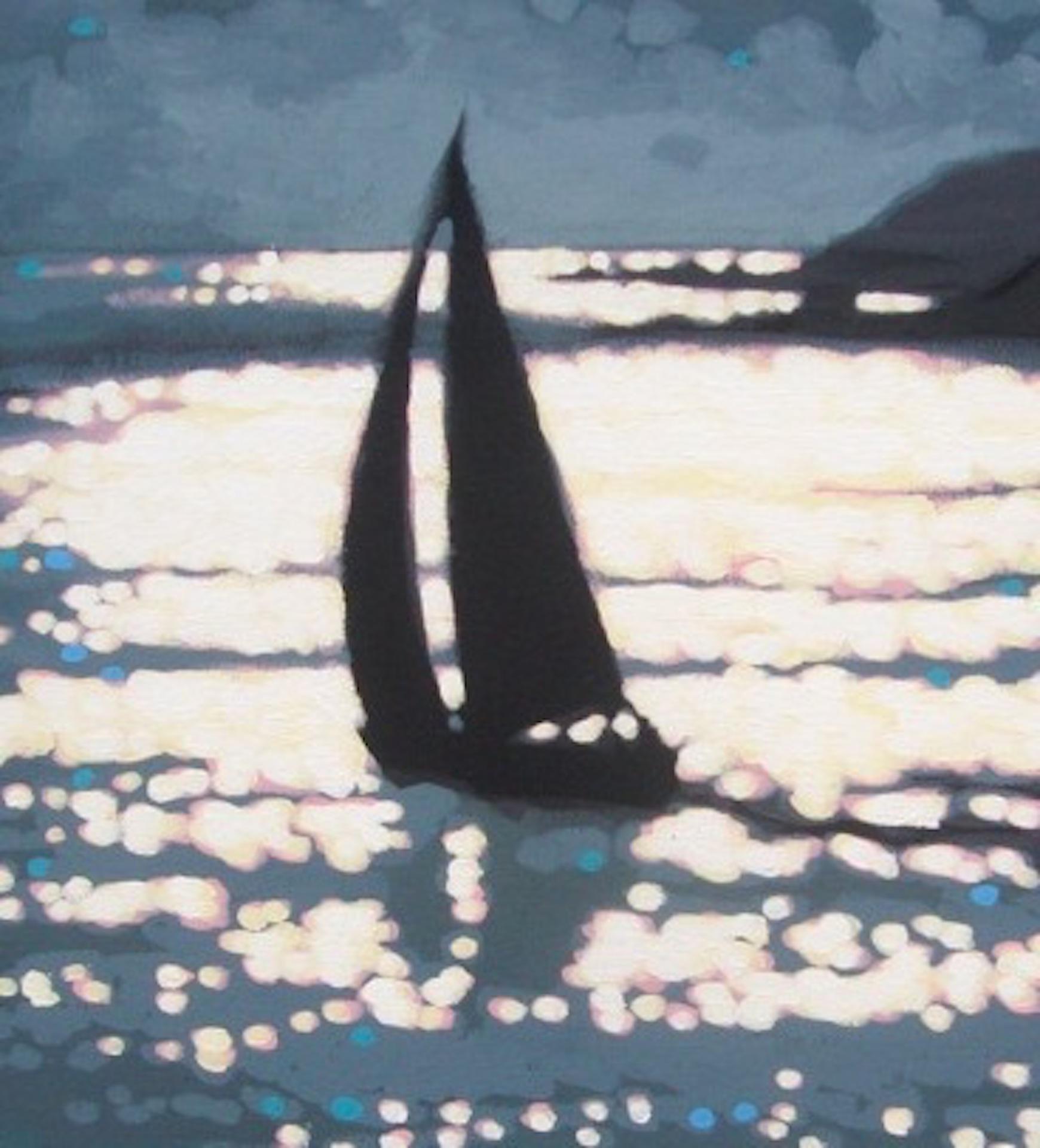Across the Estuary, Gordon Hunt, Original Art, Boat Art, Impressionist Seascape For Sale 4