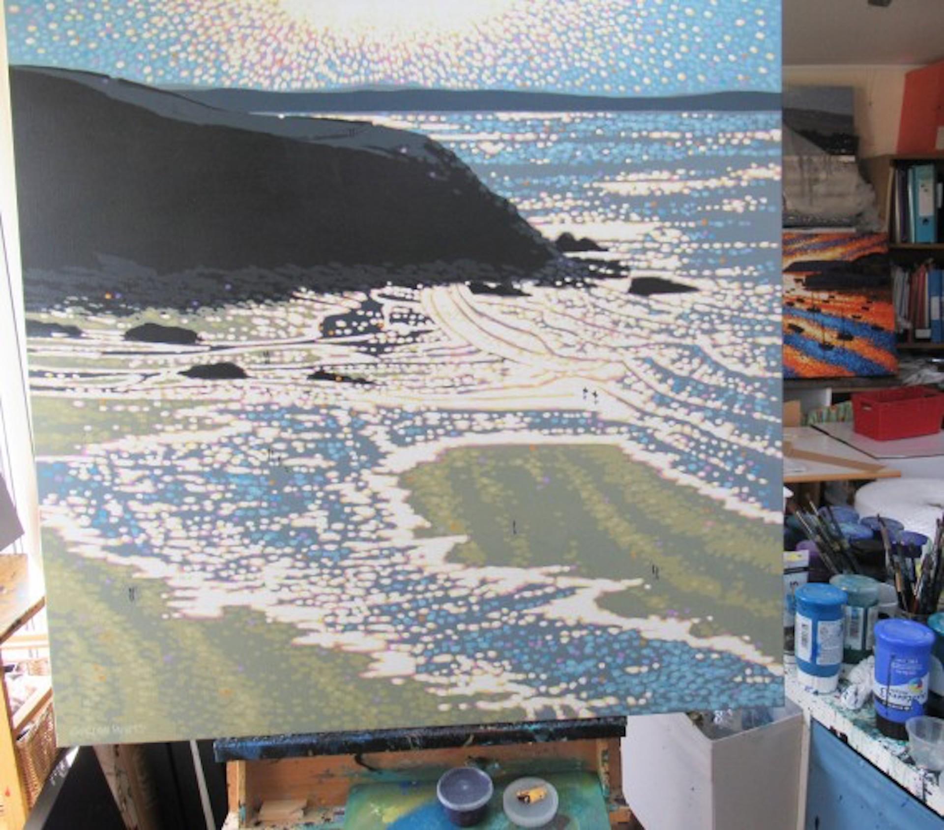 Nature morte scintillante de la plage, peinture côtière originale, paysage - Impressionnisme Painting par Gordon Hunt
