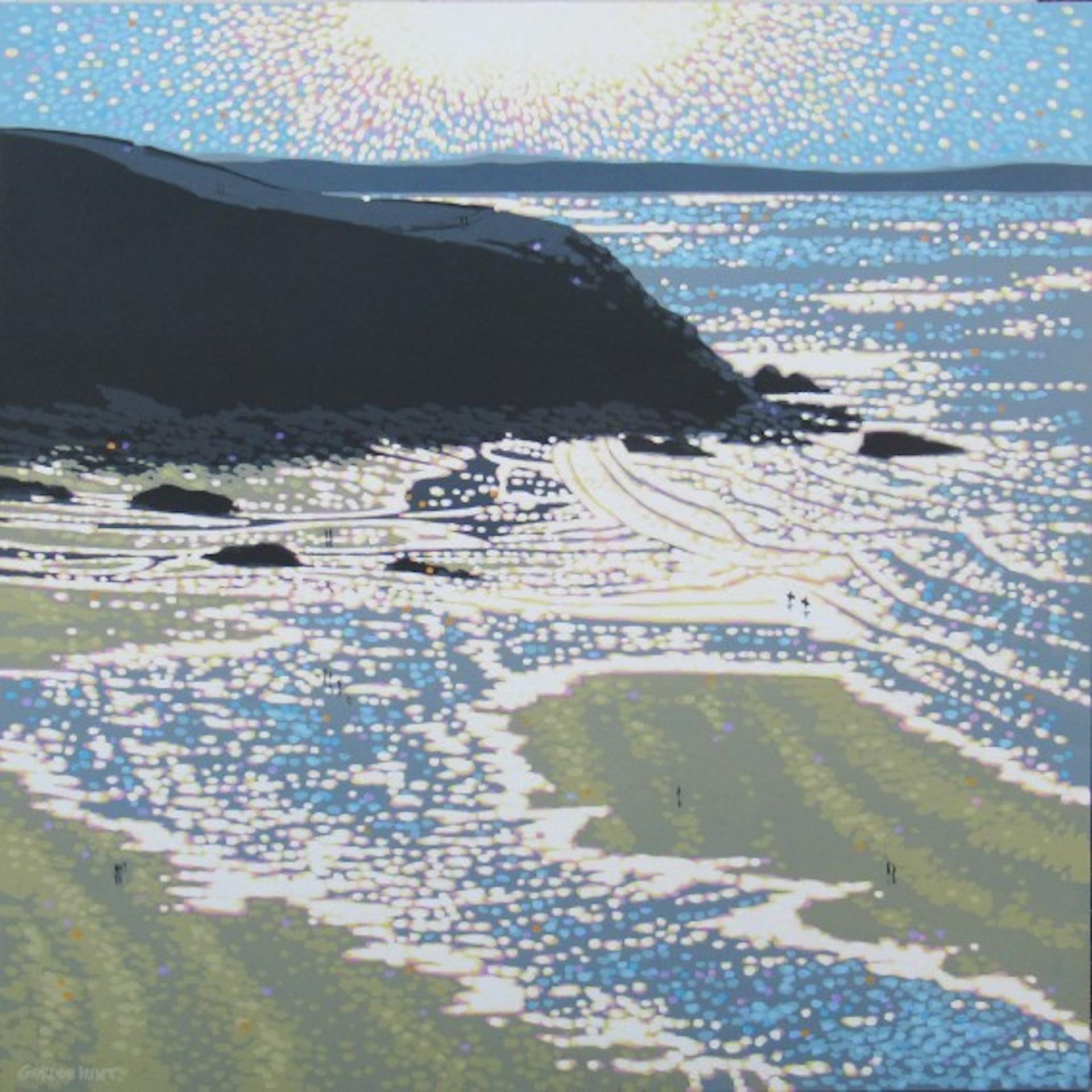 Landscape Painting Gordon Hunt - Nature morte scintillante de la plage, peinture côtière originale, paysage
