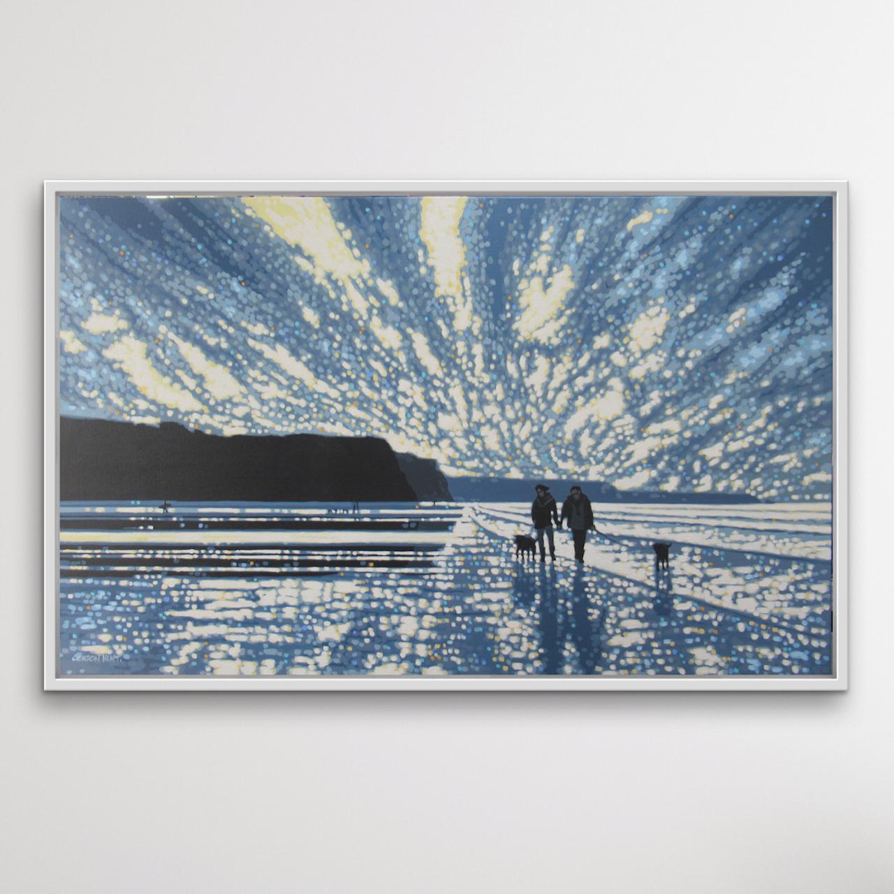 Bright and Breezy Beach Walk, peintures contemporaines de paysages côtiers, bord de mer - Contemporain Painting par Gordon Hunt