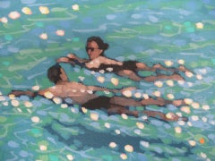 Gordon Hunt, Chit Chat Swim, Original Seascape Painting, Contemporary Art