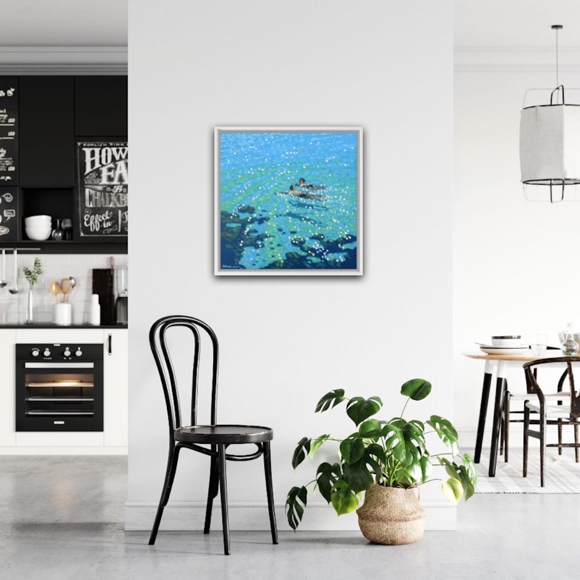 Gordon Hunt, Chit Chat Swim, peinture originale de paysage marin, art contemporain en vente 3