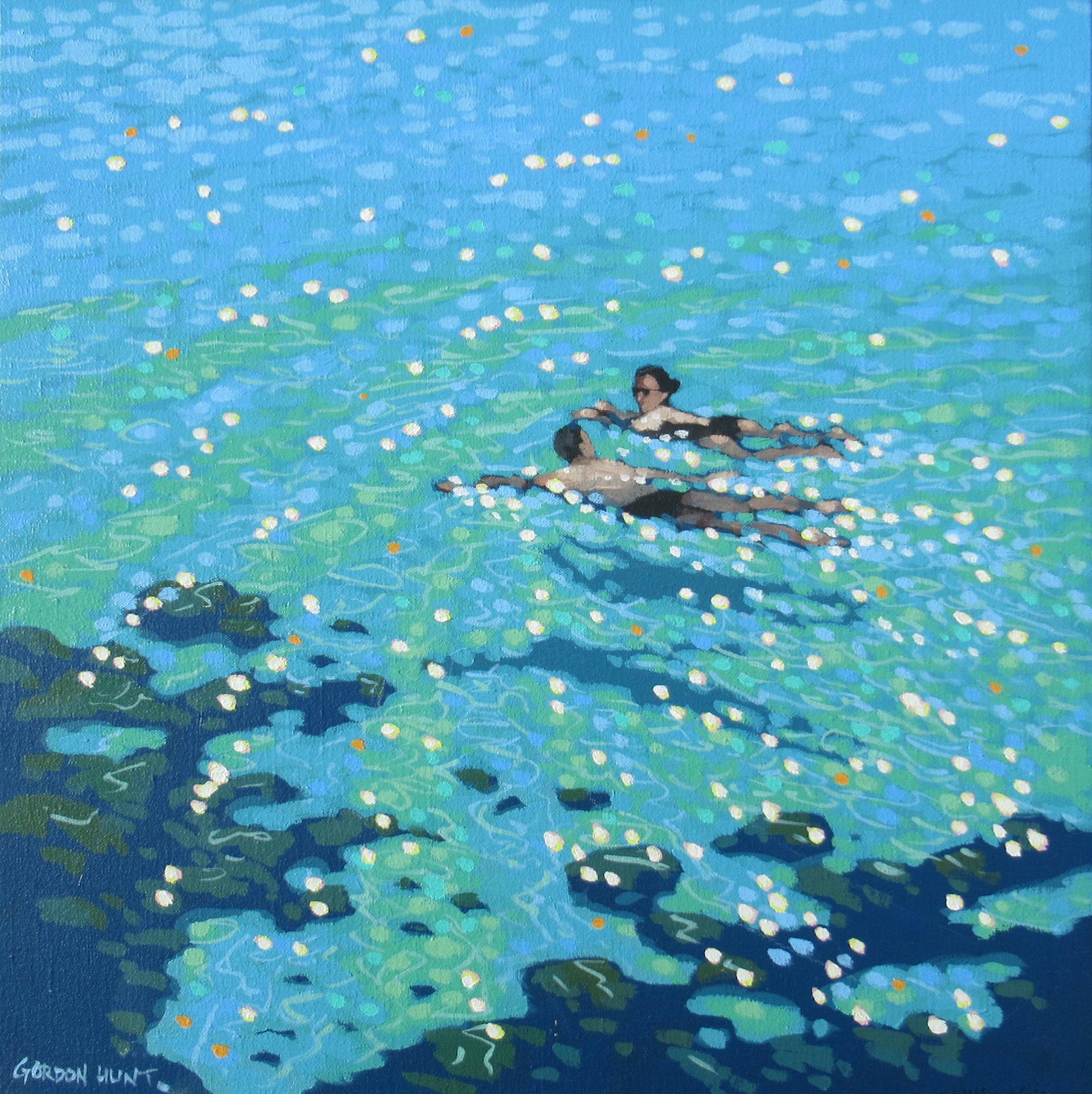 Gordon Hunt, Chit Chat Swim, Original Seascape Painting, Contemporary Art