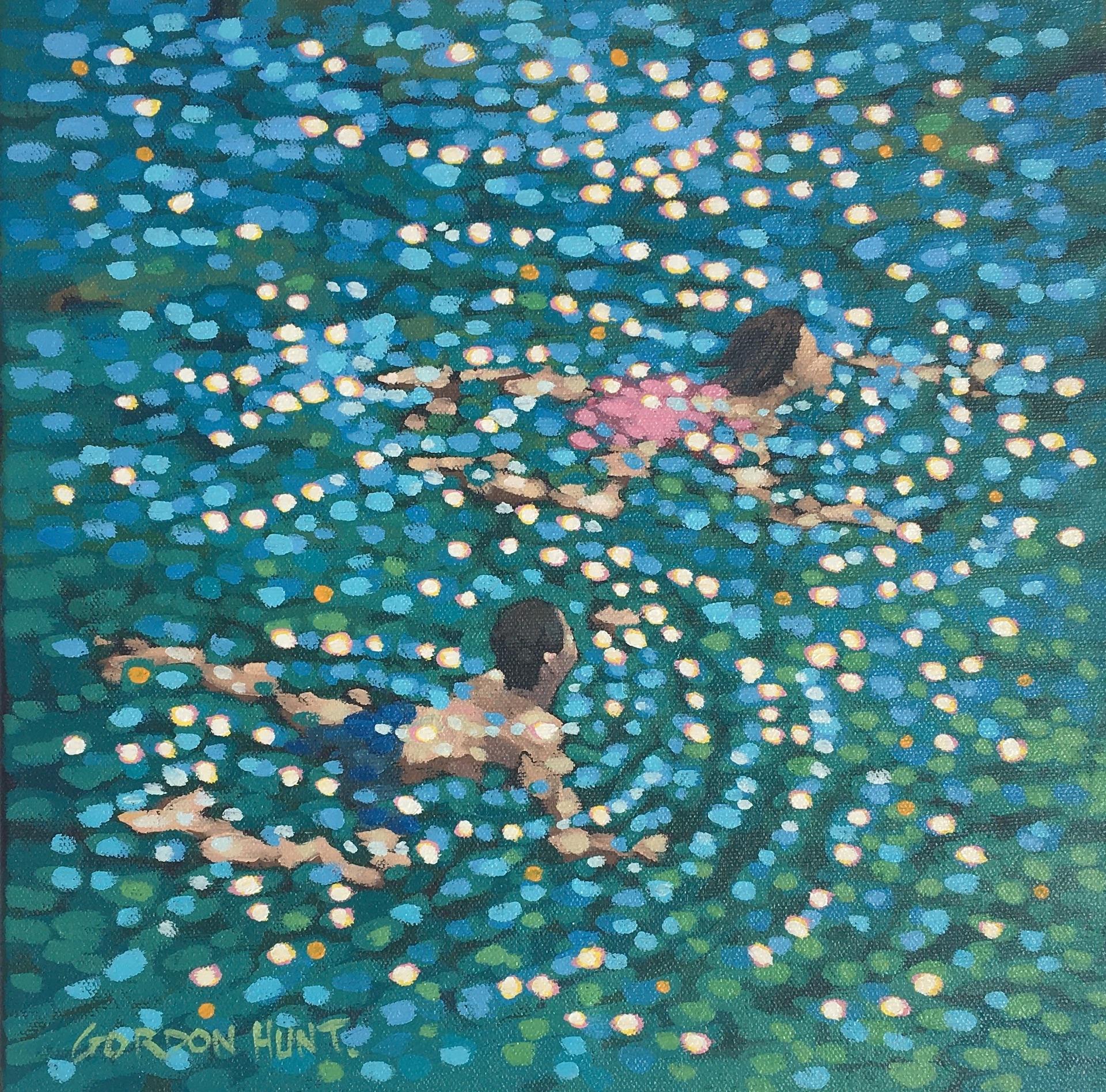 Gordon Hunt, Just Swim, IV, Original Bright Figurative Painting Contemporary Art