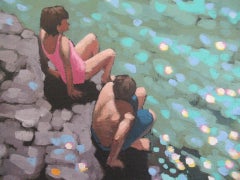 Gordon Hunt, Lets Jump in, Original Coastal Painting, Affordable Art